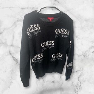 GUESS Black Logo Crew Neck Sweater
